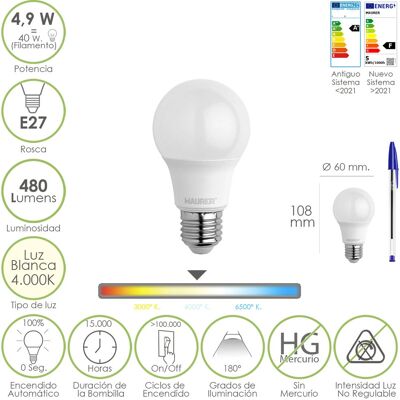 Maurer LED-Lampe 4000 K 4,9 W E27 - LED-Lampe Maurer LED-Lampe 4000 K 4,9 W E27 - LED-Lampe