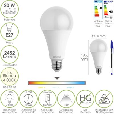 Maurer 19073110 LED-Lampe - Neutrales (4000 K) - 20 W - LED Glühbirne Maurer 19073110 LED-Lampe - Neutrales (4000 K) - 20 W - LED Glühbirne
