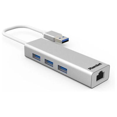 Hamlet XHUB330LAN Laptop-Dock - USB 3.2 Gen 1, Silber Hamlet XHUB330LAN Laptop-Dock - USB 3.2 Gen 1, Silber