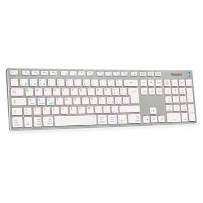 Clavier Bluetooth Hamlet XKKITA-MCBT - Argent et Blanc - Universel Clavier Bluetooth Hamlet XKKITA-MCBT - Argent et Blanc - Universel