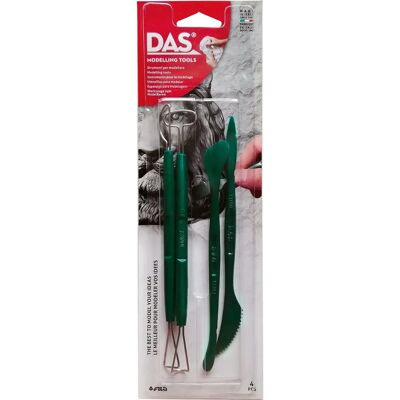 Ensemble DAS 'my professionalset' de 4 spatules et mirettes - set de spatules et mirettes pour modeler et sculpter Ensemble DAS 'my professionalset' de 4 spatules et mirettes - set de spatules et mirettes pour modeler et sculpter