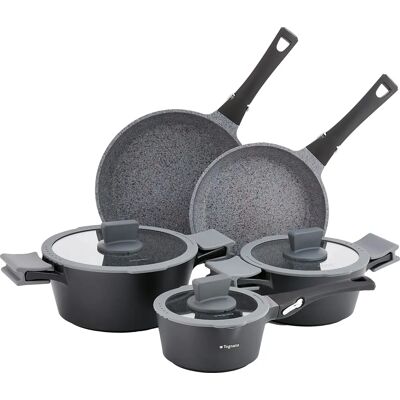Tognana Ambiziosa - Aluminium Kookset, 11 stuks, Grijs, Zwart, Zilver, Transparant Tognana Ambiziosa - Aluminium Kookset, 11 stuks, Grijs, Zwart, Zilver, Transparant