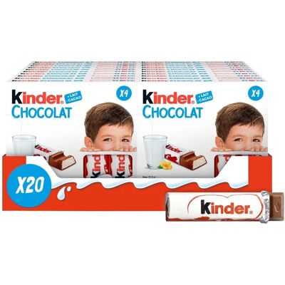 Barres de chocolat au lait Kinder - Pack de 20 - Publicité Barres de chocolat au lait Kinder - Pack de 20 - Publicité