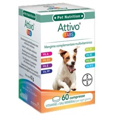 Elanco Italia Spa Attivo Tabs - Integratore Multivitaminico per Cani - 60 Compresse Elanco Italia Spa Attivo Tabs - Integratore Multivitaminico per Cani - 60 Compresse