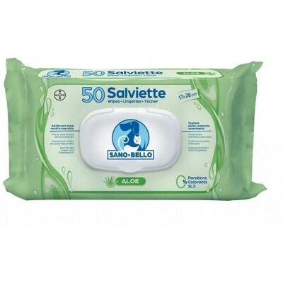Salviette umidificate Sano e Bello per Cani e Gatti - Aloe - 50 pezzi Salviette umidificate Sano e Bello per Cani e Gatti - Aloe - 50 pezzi