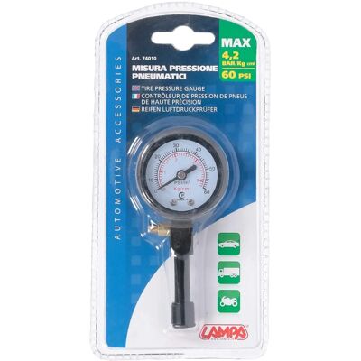 Manometro pressione pneumatici in gomma/metallo 40mm Max 4,2 bar Manometro pressione pneumatici in gomma/metallo 40mm Max 4,2 bar