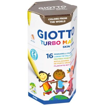Marcatori Turbo Maxi Toni della Pelle Giotto - Confezione da 16 Marcatori Turbo Maxi Toni della Pelle Giotto - Confezione da 16