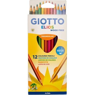 Lápis de cor Giotto Elios - Triangulares, 3,3mm, Variados - 18cm Lápis de cor Giotto Elios - Triangulares, 3,3mm, Variados - 18cm