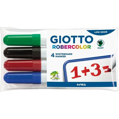Giotto Robercolor Whiteboard Marker Maxi - Wit, Heldere Kleuren, 4 Stuks Giotto Robercolor Whiteboard Marker Maxi - Wit, Heldere Kleuren, 4 Stuks