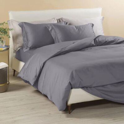 Caleffi Satin de Coton Ensemble de Housses de Couette - Gris Caleffi Satin de Coton Ensemble de Housses de Couette - Gris