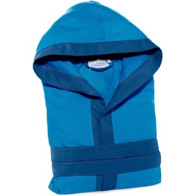 Caleffi - Microfiber Hooded Bathrobe - Blue Caleffi - Microfiber Hooded Bathrobe - Blue