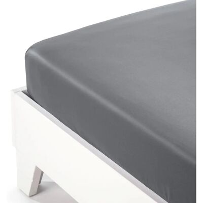 Sábana ajustable de satén de algodón gris Caleffi Sábana ajustable de satén de algodón gris Caleffi