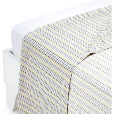 Drap plat en coton bleu Caleffi pour lit simple Drap plat en coton bleu Caleffi pour lit simple