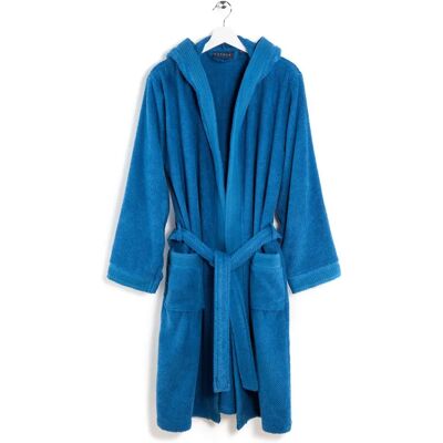 Caleffi Kapuzenbademantel - Blau - Saugfähige Baumwolle - Luxus Jacquard - Vielseitig Caleffi Kapuzenbademantel - Blau - Saugfähige Baumwolle - Luxus Jacquard - Vielseitig