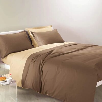 Ensemble de housse de duvet bicolore en coton Moka Caleffi Ensemble de housse de duvet bicolore en coton Moka Caleffi
