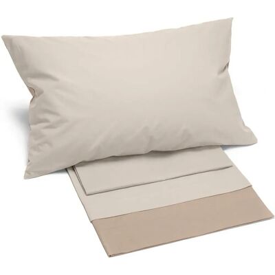 Ensemble de Duvet Beige Bicolore Caleffi en Coton Ensemble de Duvet Beige Bicolore Caleffi en Coton