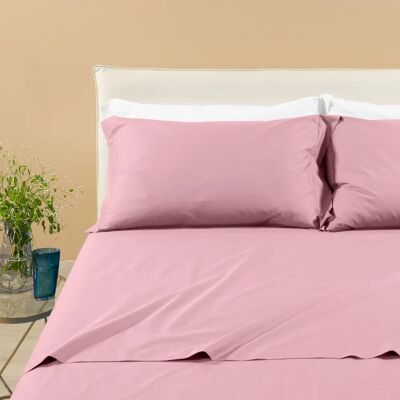 Caleffi - Set di lenzuola in percalla di cotone per letto matrimoniale - Rosa Caleffi - Set di lenzuola in percalla di cotone per letto matrimoniale - Rosa