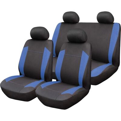 Ensemble de Housses de Siège Auto Alpha - Ajustement Universel - Bleu-Noir Ensemble de Housses de Siège Auto Alpha - Ajustement Universel - Bleu-Noir