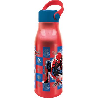 Botella de agua para niños roja de aluminio Marvel con tapa y asa de silicona Botella de agua para niños roja de aluminio Marvel con tapa y asa de silicona