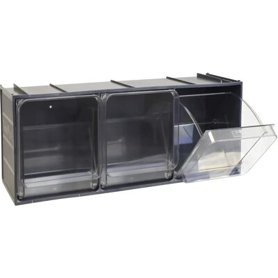 MOBIL PLASTIC Cassetto di stoccaggio - Crystal Box - 3 Cassetti - 600x200x215mm - Grigio Scuro MOBIL PLASTIC Cassetto di stoccaggio - Crystal Box - 3 Cassetti - 600x200x215mm - Grigio Scuro