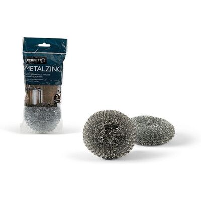 Éponge de nettoyage ronde en acier zingué Perfetto 0280C - 2 pièces Éponge de nettoyage ronde en acier zingué Perfetto 0280C - 2 pièces