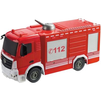 Pojazdy budowlane Mondo - Pilot zdalny - Efekty świetlne - Mercedes Antos - Samochód strażacki - Skala 1:26 - Czerwony Pojazdy budowlane Mondo - Pilot zdalny - Efekty świetlne - Mercedes Antos - Samochód strażacki - Skala 1:26 - Czerwony