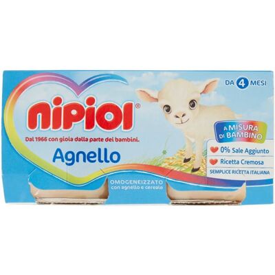 Nipiol Cibo per Bebè Agnello - 2x80g Omogeneizzato Nipiol Cibo per Bebè Agnello - 2x80g Omogeneizzato
