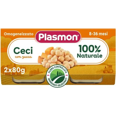 PLASMON Alimento per bebè - Ceci e zucca - 2x80g PLASMON Alimento per bebè - Ceci e zucca - 2x80g