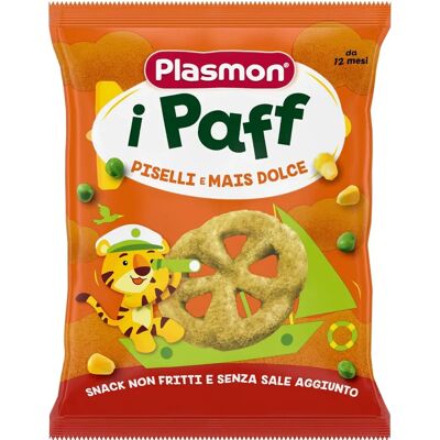 Plasmon Paff Snack Bambini - Piselli & Mais Dolce Plasmon Paff Snack Bambini - Piselli & Mais Dolce
