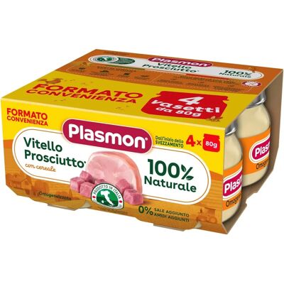 Plasmon Alimenti per Bebè - Vitello & Prosciutto - 4 x 80g Plasmon Alimenti per Bebè - Vitello & Prosciutto - 4 x 80g