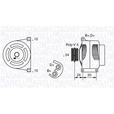 Magneti Marelli 063377027010 Alternator - 120A Magneti Marelli 063377027010 Alternator - 120A