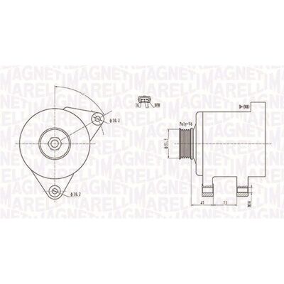 Magneti Marelli MQA1569 - 12V 90A Generator mit Riemenscheibe Magneti Marelli MQA1569 - 12V 90A Generator mit Riemenscheibe