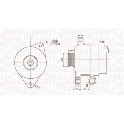 Magneti Marelli Model 063732112010 Generator med Rem - Generator Magneti Marelli Model 063732112010 Generator med Rem - Generator