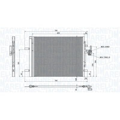 MAGNETI MARELLI Kompressori - 600x468x16 mm - kuivainella - Ilmastointikoneen Kondensatori MAGNETI MARELLI Kompressori - 600x468x16 mm - kuivainella - Ilmastointikoneen Kondensatori