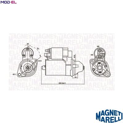Magneti Marelli 1,1kW Anlasser - 9 Zähne - im Uhrzeigersinn Magneti Marelli 1,1kW Anlasser - 9 Zähne - im Uhrzeigersinn