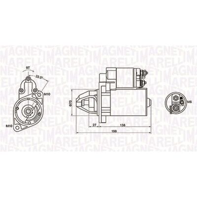Magneti Marelli Model MQS1283 - Pornire mașină 12V 1.1kW sensul acelor de ceasornic 9 dinți Magneti Marelli Model MQS1283 - Pornire mașină 12V 1.1kW sensul acelor de ceasornic 9 dinți