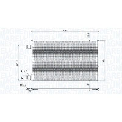 Condensator de aer condiționat Magneti Marelli - Renault Kangoo 588x346,4x12 Condensator de aer condiționat Magneti Marelli - Renault Kangoo 588x346,4x12