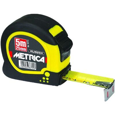 Metrica 08795 Miara taśma - 5 m Guma Czarna, Żółta Metrica 08795 Miara taśma - 5 m Guma Czarna, Żółta