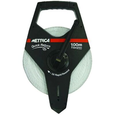Metro a nastro in fibra di vetro METRICA - Rincalzata rapida 100m x 13mm Metro a nastro in fibra di vetro METRICA - Rincalzata rapida 100m x 13mm