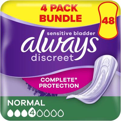 Always Discreet Incontinence Pads for Women - 48 Moderate Absorbency Always Discreet Incontinence Pads for Women - 48 Moderate Absorbency