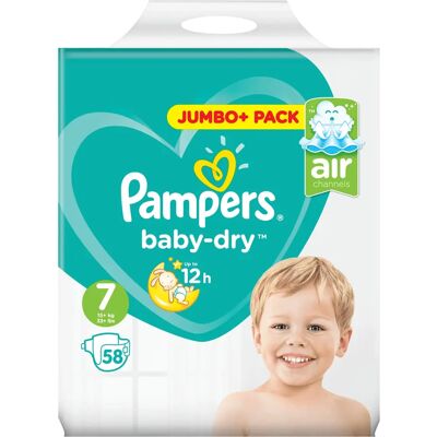 Pampers - Baby-Dry Size 7 - 58 nappies - Diapers Pampers - Baby-Dry Size 7 - 58 nappies - Diapers