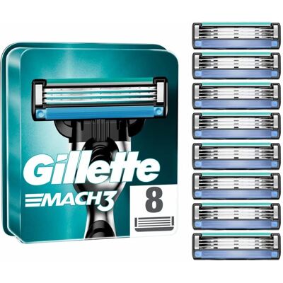 Gillette Mach 3 Chargeur - 8 Recharges - Rasoir pour Hommes - Publicité Gillette Mach 3 Chargeur - 8 Recharges - Rasoir pour Hommes - Publicité