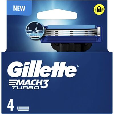 Lames de Rechange Gillette Mach 3 Turbo - Pack de 4 Lames de Rechange Gillette Mach 3 Turbo - Pack de 4
