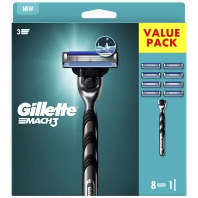 Gillette Mach3 Systemklingen - 3-blade, Ergonomisch, Kompatibel Gillette Mach3 Systemklingen - 3-blade, Ergonomisch, Kompatibel