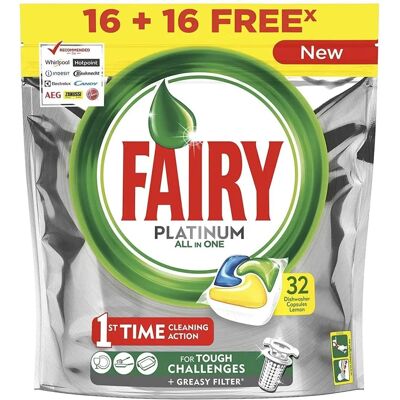 Tablettes pour lave-vaisselle Fairy Platinum - Élimination facile de la graisse Tablettes pour lave-vaisselle Fairy Platinum - Élimination facile de la graisse