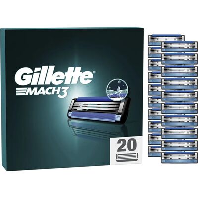 Gillette Mach3 Razor Blades - 20 Pack - Skin Irritation Free Gillette Mach3 Razor Blades - 20 Pack - Skin Irritation Free