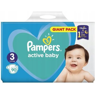 Pampers Active Baby Μέγεθος 3 - Πάνες - 6-10 kg - 90 τεμάχια Pampers Active Baby Μέγεθος 3 - Πάνες - 6-10 kg - 90 τεμάχια