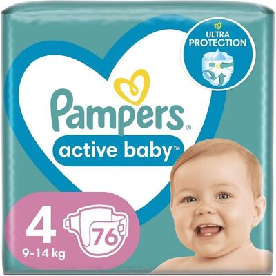 Pampers Active Baby Μέγεθος 4 Πάνες - Χωρίς Διαρροές, 76 τεμάχια Pampers Active Baby Μέγεθος 4 Πάνες - Χωρίς Διαρροές, 76 τεμάχια