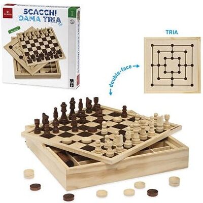 Set di Scacchi Dal Negro - Scacchi, Dama e Tria in Scatola di Legno Set di Scacchi Dal Negro - Scacchi, Dama e Tria in Scatola di Legno