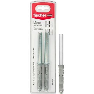 Suportes invisíveis Fischer - 2 peças, para prateleiras de 9-13cm Suportes invisíveis Fischer - 2 peças, para prateleiras de 9-13cm